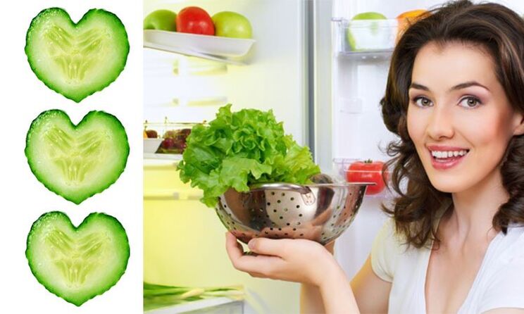 the girl with the products from which the cosmetic product is made for the rejuvenation of the facial skin